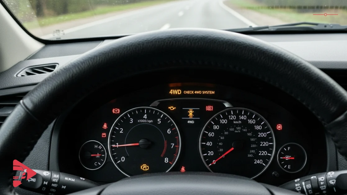 علامة الدفع الرباعي في طبلون السيارة